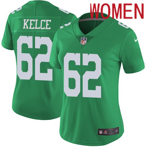 Women Philadelphia Eagles #62 Jason Kelce Nike Green Vapor Limited Rush NFL Jersey->women nfl jersey->Women Jersey